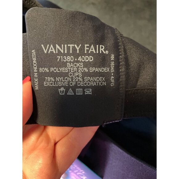 Vanity Fair NWT Black Full Figure Beauty Back Bra Sz 40DD - Picture 3 of 10